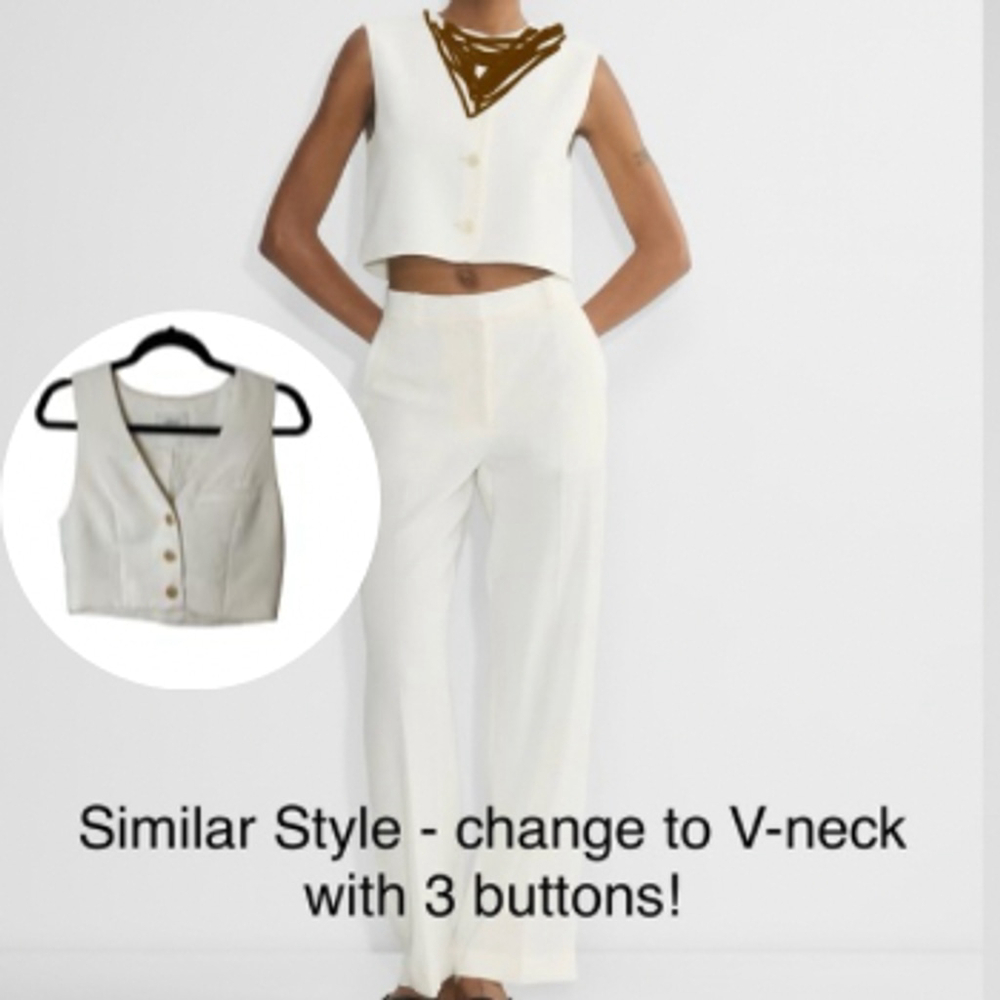 Aritzia Wilfred Cropped Vest Women's Size S Off White Cream V-Neck Cropped Vest